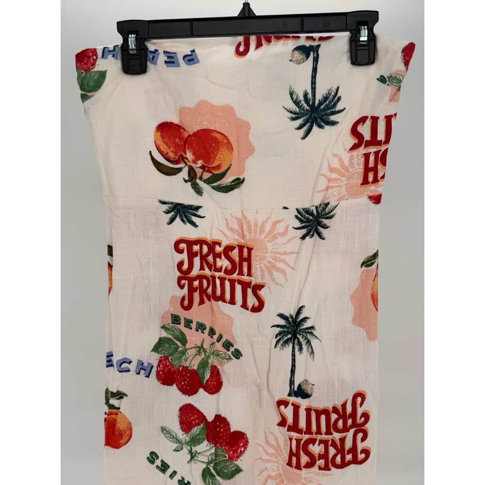 Anthropologie Paper Heart Fresh Fruit Peaches Berry Sleeveless Maxi Dress Large - Picture 2 of 5